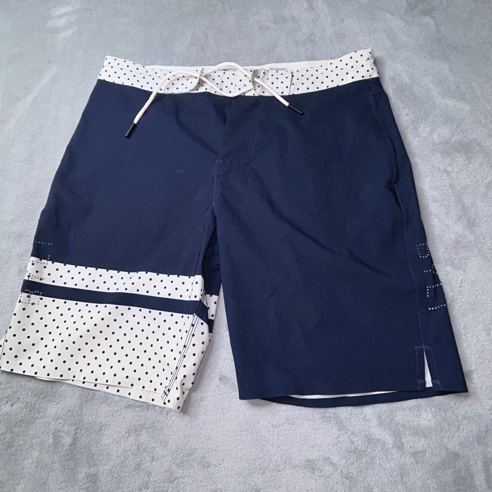 BYLT Coastal Boardshorts Mens Small Navy Polka Dot Board Shorts Swim Trunks